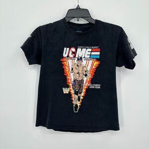 John Cena Hustle Loyalty Respect T-shirt Kids Medium Black WWE Streetwear Grunge